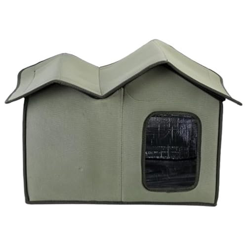 Grande Rifugio Isolato Per Gatti, Rifugio Per Animali Domestici Resistente Alle Intemperie Con Porta Trasparente, Grande Gabbia Isolata Per Gatti Selvatici Con Design Impermeabile, Capanna Lava Green