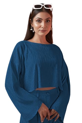 Image of GRECIILOOKS Co-Ord Set for Women stylish | Textured Lycra Blend Casual Western Set | Dress For Woman | Trendy Two Piece Outfit for Casual, Party & Travel Outfits | Summer Co-Ord Set