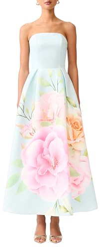 ELLIATT Womens Harper Strapless Gown Baby Blue Floral M