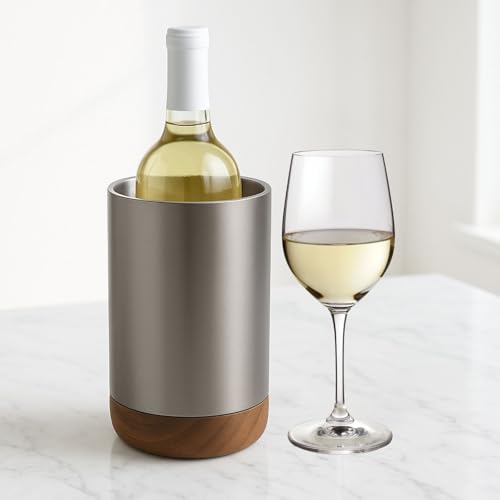 Image of The Empty Space Premium Stainless Steel Double Wall Wine Cooler - Fits Most Standard Sized Bottles. Designed to Keep Bottles Colder for Longer, BPA-Free Designer Barware. Elegant Champagne Chiller