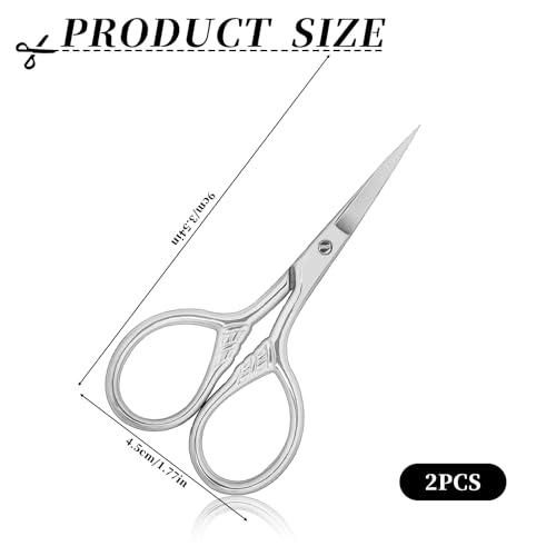 2Pcs Professional Grooming Scissors - Nose & Facial Hair Removal, Eyebrow Trimming
