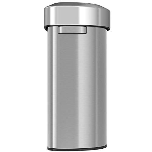 Image of iTouchless 18 Gallon Semi-Round Stainless Steel Open Top Trash Can and Recycle Bin, 68 Liter, Slim and Space-Saving Design for Home, Office, Kitchen, Restaurant, Restroom, Large Capacity