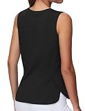 THE GYM PEOPLE Women's Workout Tank Tops Loose Fit Sleeveless Breathable Yoga Shirts with Side Slits Black