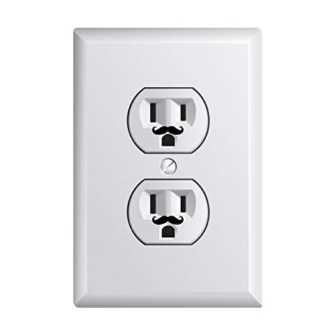 Mustache Outlet Funny Vinyl Sticker Decal Cute Wall Art (24 pieces-12 outlets) Cover