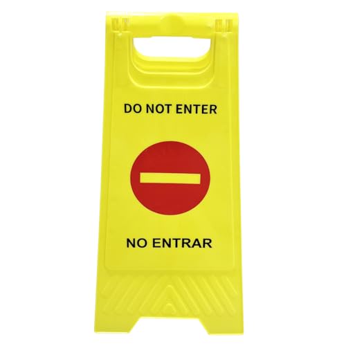 Do Not Enter Sign, Foldable Sturdy Bilingual Double-Sided Safety Warning Signs (Pack of 2)
