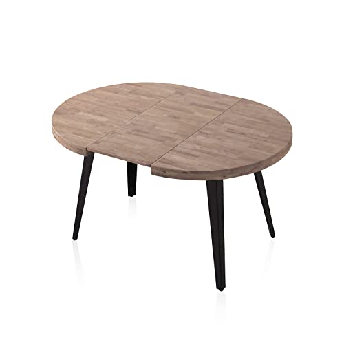 Berg, Mesa De Comedor Redonda Extensible, Mesa 2 Tramos, Acabado En Roble Honey Y Negro, Medidas: 100-140 - 180 Cm Largo X 100 Cm Ancho X 78 Cm A Berg, Mesa De Comedor Redonda Extensible, Mesa 2 Tramos, Acabado En Roble Honey Y Negro, Medidas: 100-140 - 180 Cm Largo X 100 Cm Ancho X 78 Cm A