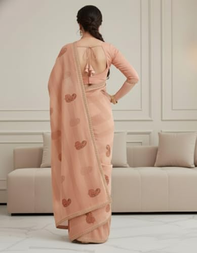 Image of Yashika Women's Georgette Art Silk Bandhej Zari Work Embroidered Saree | Women Sari