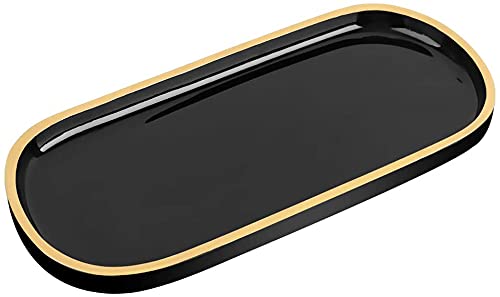 Emibele Jewelry Organizer Oval Resin Tray, Bathroom Kitchen Dresser Vanity Tray Jewelry Dish Ring Holder Cosmetic Organizer for Candle Perfume Soap