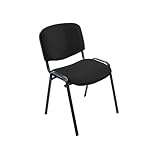 Rocada | Silla Confidente Tapizada - Tela Ignífuga Negra - Estructura Metálica Resistente - Asiento para Visitas y Reuniones - Diseño Sobrio para Sala de Espera - 57 x 81 x 48 cm