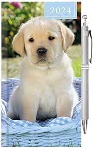 2024 Diary Slim Size Week to View Diaries Full Year Journal Calendar Planner (Puppies)