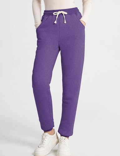 Flygo Women's Winter Warm Fleece Joggers Pants Sherpa Lined Athletic Active Sweatpants
