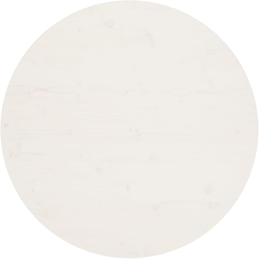 Solid Pinewood Round Table Top 35.4 Inch White Natural Wood Surface for Outdoor Patio Dining Coffee Tables Replacement Desktop