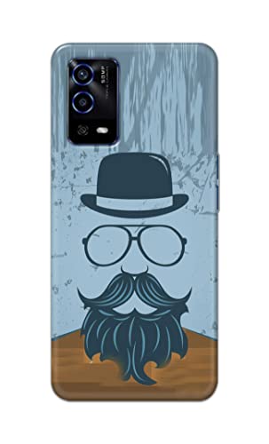 Image of PRINTFIDAA Mustache Beard and Hairstyle Hipster in Glasses Printed Designer Hard Case for Oppo A55 Back Cover -(e) RPM1002