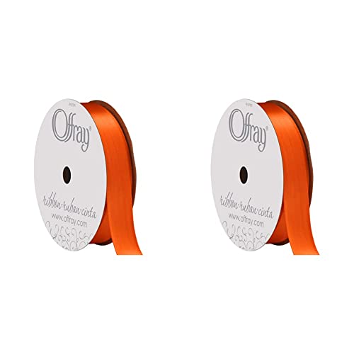 Berwick Offray 070253 5/8" Wide Single Face Satin Ribbon, Torrid Orange, 6 Yds (Pack Of 2) #TOP12
