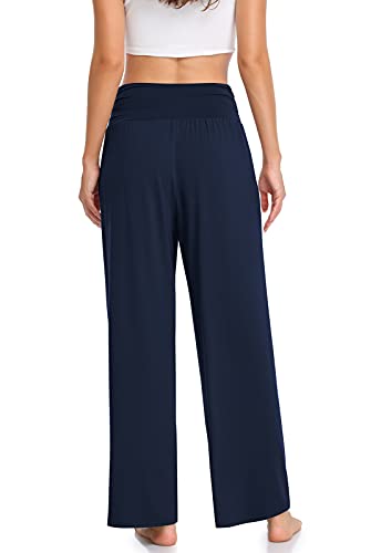 Image of TARSE Womens Wide Leg Pants Casual Loose Yoga Sweatpants Comfy Lounge Pajama Flowy Pants Pockets