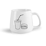 Fruits en céramique Tasses à anse confortable Fast Food Rapide Délicieux Hamburger au Cola Escalope （14oz/400ml） Élégant et durable – Compatible micro-ondes et lave-vaisselle