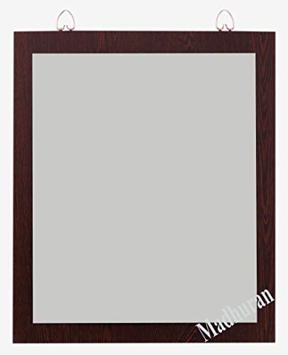 Image of Madhuran Sun Art Frameless Wall Hanging Small Size Mirror (30X35 CM,Wenge) Bathroom Bedroom Living Room wash Basin Girls Makeup face Home Decorative Items
