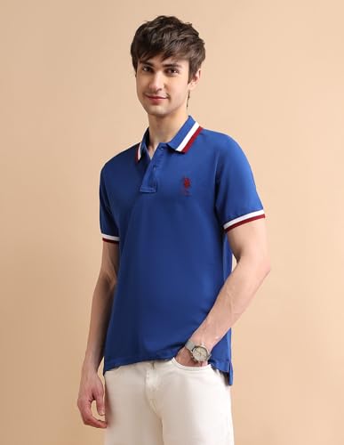Image of U.S. Polo ASSN. Solid Slim Fit Polo T Shirts for Men - 100% Cotton, Half Sleeves Mens Tshirt