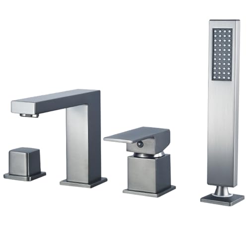 Robinet mitigeur de salle de bains à 4 trous en laiton argenté design haut de gamme
