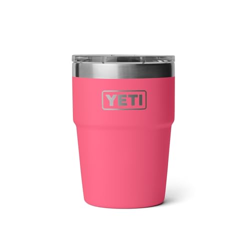 YETI Rambler 16 oz Stackable Tumbler, Vacuum Insulated, Stainless Steel with MagSlider Lid, Tropical Pink