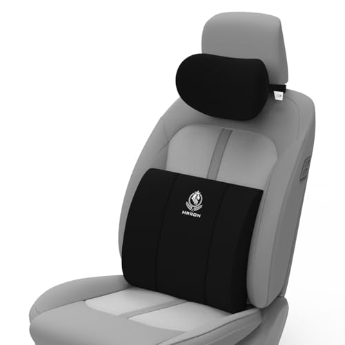 Image of MRRON Series Memory Foam Neck Rest & Lumbar Support for Car or Office Chair, Neck Pillow Kit Designed Ergonomically for Extra Support (Black, Lumbar)