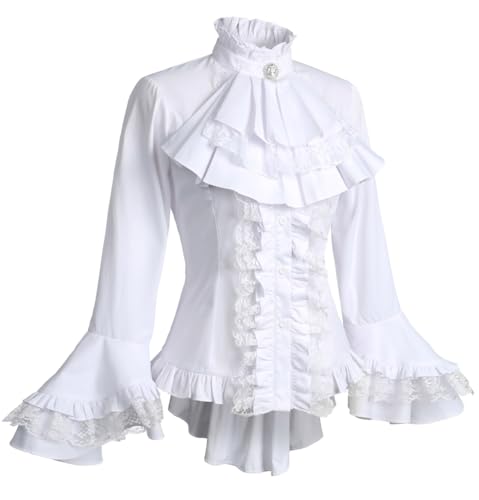 Gothic Victorian Blouse for Women Sweet Lolita Shirt High Low Irregular Ruffles Lotus Hem Medieval Tops2