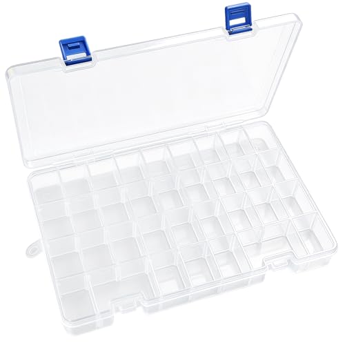 Qualsen 2 Pack 34 Grid Plastic Organizer Box with Adjustable Dividers, Fishing Tackle Box and Bead Organizer Box for Jewelry, Screw, Earrings, Art Craft, Tools, Fishing Hooks, and Small Accessories