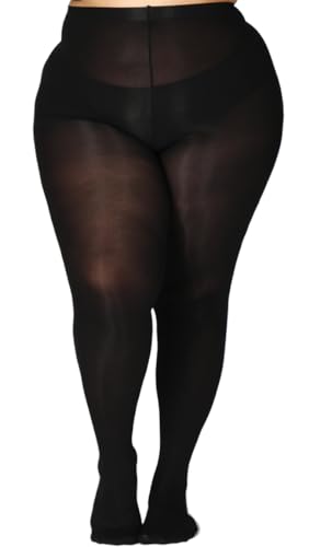 MERYLURE Ultra Plus Size Tights for Women Up To 6x, Semi Opaque Control Top Nylon Pantyhose,High Waist Fashion Stockings