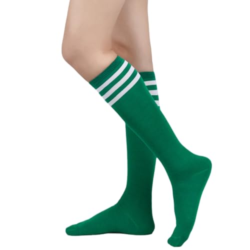 Image of Athletic Knee High Socks Stripe Running Baseball Thigh High Stockings Outdoor Sport Tube Socks