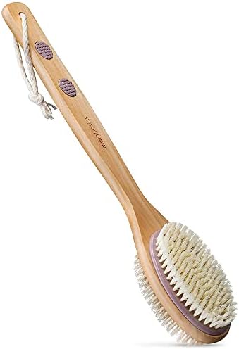 MainBasics Back Scrubber for Shower Long Handle Back Brush Dual-Sided with Exfoliating and Soft Bristles