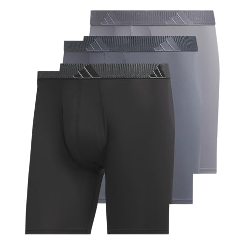 adidas Men's Microfiber 3-pack Boxer Brief, Performance Boxer Briefs Underwear Pack for Men, Black/Onix Grey/Grey/Microfiber, X-Large