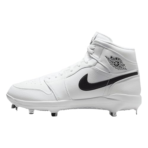 Jordan 1 Retro Metal Men's Baseball Cleats (AV5355-101, White/White/Black) Size 8.5