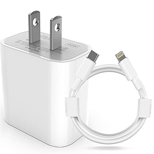 GNUADZ?Apple MFi Certified? iPhone Fast Charger, 20W PD Fast Type C Wall Charger Adapter with 6FT USB C to Lightning Cable Sync Cable Compatible iPhone 12 Mini Pro Max/11Pro Max/XS/XR/X/iPad Pro More