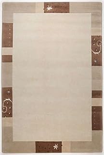 Sona-Lux Nepal - Alfombra para el borde de la cama con cenefa, 3 piezas, hecha a mano, color beige