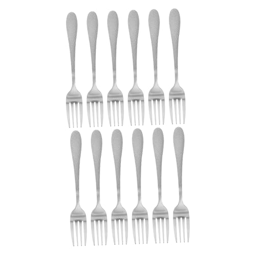 DECHOUS 12Pcs Stainless Steel Fork Cute Silverware for Fruits Desserts and Salad Utensils for Home Restaurant Use Dishwasher Safe
