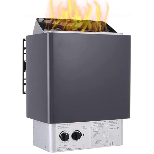 Poêle Électrique pour Sauna en Acier Inoxydable Poele Sauna 6KW/8KW/9KW Chauffage De Sauna Intérieur/Extérieur Portable pour Appartement D'hôtel Usage Professionnel,6kw