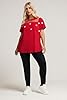 Yours Curve Printed Heart Slash Detail Top - Women's - Plus Size Curve Red #1