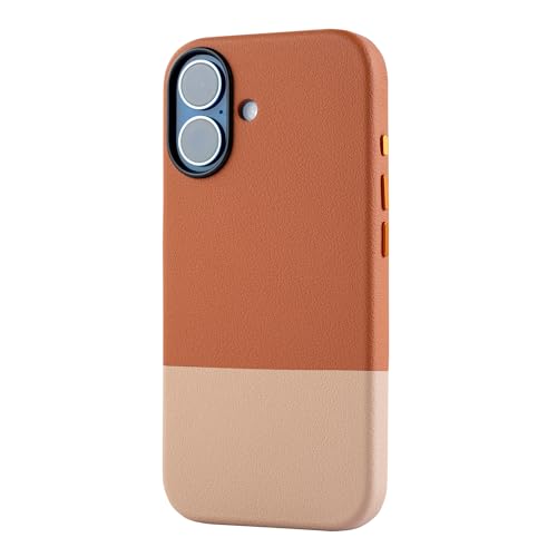 Image of TEKNE Dual-Tone Vegan Leather Case for iPhone 17 | MagSafe Compatible | 2m Drop Protection | Slim & Scratch Resistant | Raised Camera Protection Back Cover - Brown