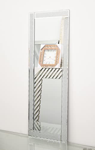 Deenz Full Length Sparkle Silver Glitter & Mirror Border Wall Mirror Frame Glass Living Room Lounge 40X110Cm The World'S Largest Mirror Collection Of Deenz