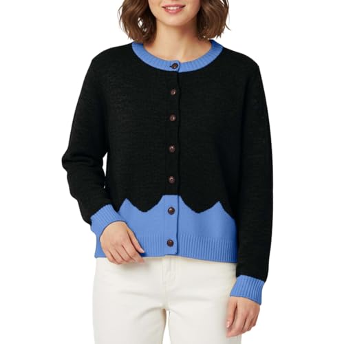 Cardigan de punto para mujer con botones y diseño asimétrico casual
