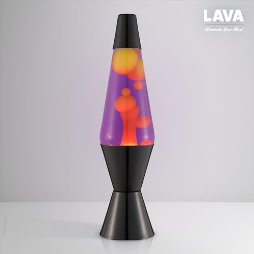 Lámpara LAVA original cera amarilla base negra para regalar 2