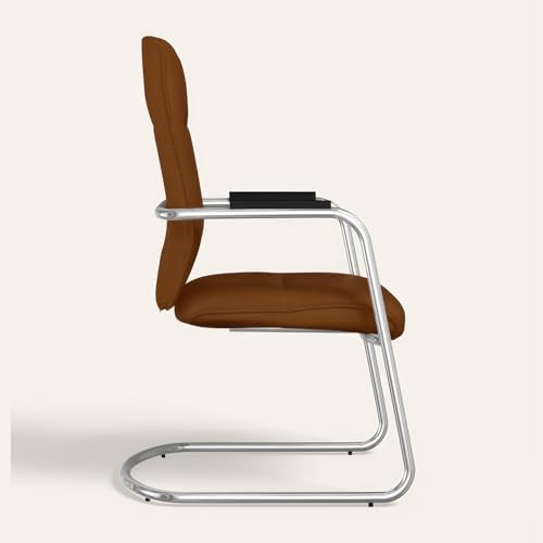 Image of Interio by Godrej La Sede Visitor Leather Executive Chair Dark Tan