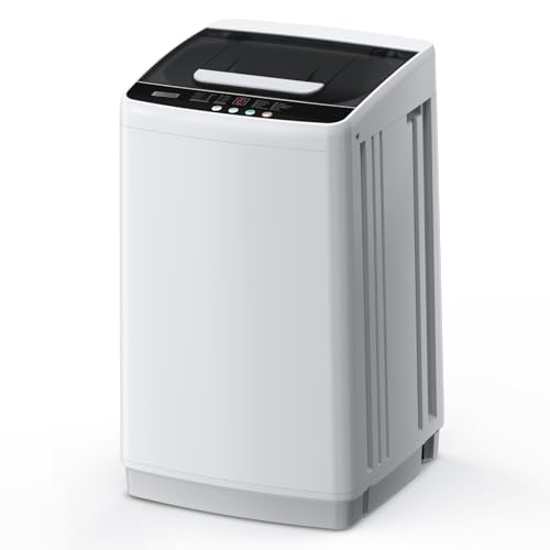 EUHOMY 1.03cu.ft Portable Washer, 8.8Lbs Capacity Small Portable Washing Machine with 10 Programs 5 Water Levels, Drain Pump and LED Display,Compact Washer for Apartments, RVs, Homes, Light Gray