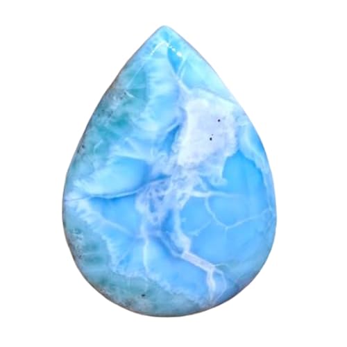 Larimar cabochon poire véritable, la gemme naturelle qui insuffle la sérénité à vos bijoux