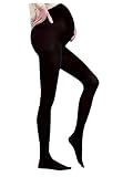 MakeMeChic Women's Maternity Tights Over The Belly Pregnancy Opaque Pantyhose Black A One-Size