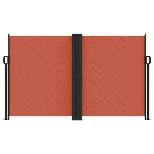 Store latéral extensible rouge terre cuite pour intimité de terrasse