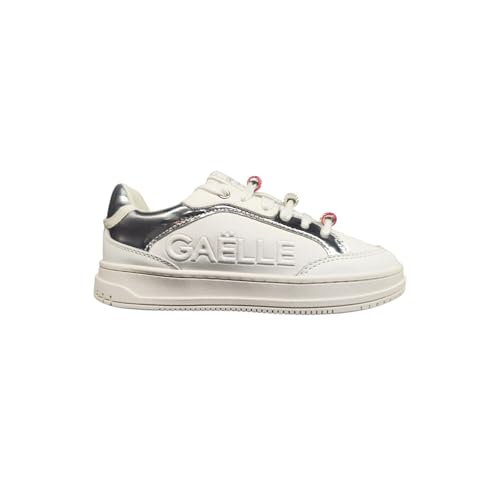 GAELLE Junior Scarpa Sneaker in Pelle, Bianco, Stile Streetwear, Donna