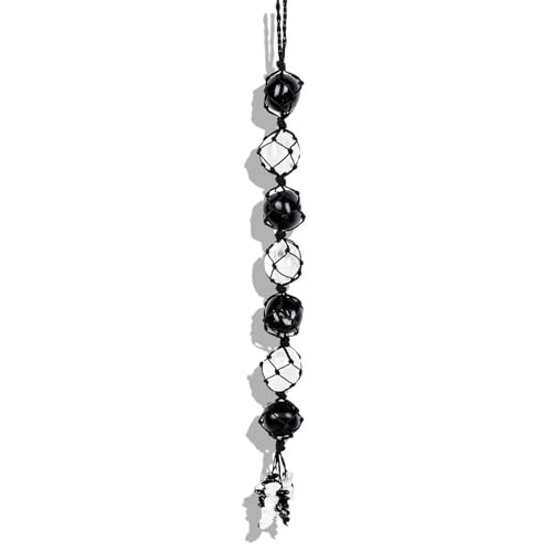 Image of Runyangshi Hanging Car Charm Clearn Crystal Black Obsidian Healing Crystal and Stones Natural Crystals Car Hanging Omament with Chips Stones Accessories Rearview Mirror Decorations