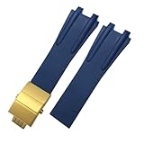 HXFFXHF Correa de Reloj de Silicona Convexa de 26 mm Compatible con Correa de Reloj Athens Ulysse Nardin con Hebilla Plegable, Pulseras Deportivas Impermeables para Hombre