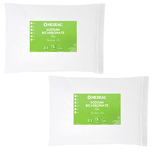 Hexeal Sodium Bicarbonate 10kg 2 x 5kg Bags of Food Grade Baking Soda for Cooking Baking Home Cleaning & Bath Bombs Fine Powder Deodorises & Removes Grime FCC E500